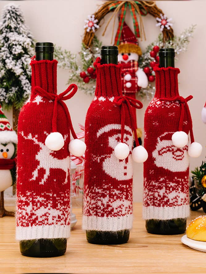 Christmas Santas Snowman Reindeer Wine Bottle Sweater for wholesale by Comely Fashion