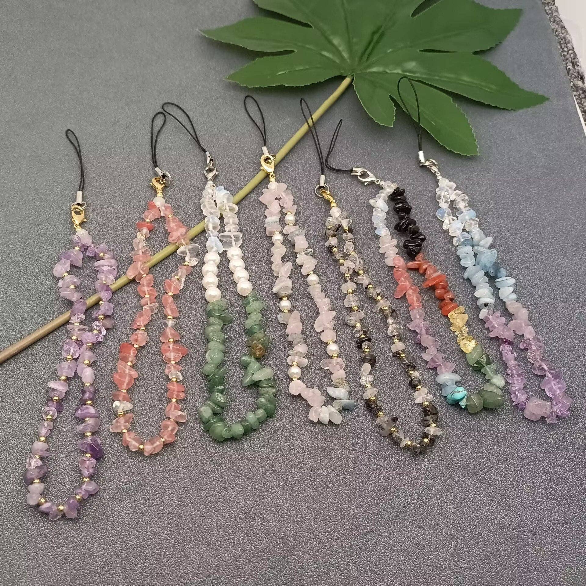 Mio Queena - Wholesale Phonecase Strap - Stone & Crystal & Pearl Beaded Phonecase Strap Lanyard - CS7