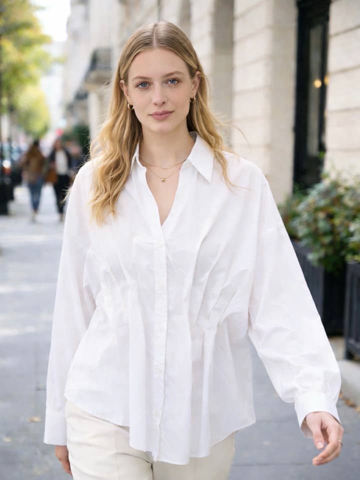 Mid-length pleated waist shirt for wholesale by Orice