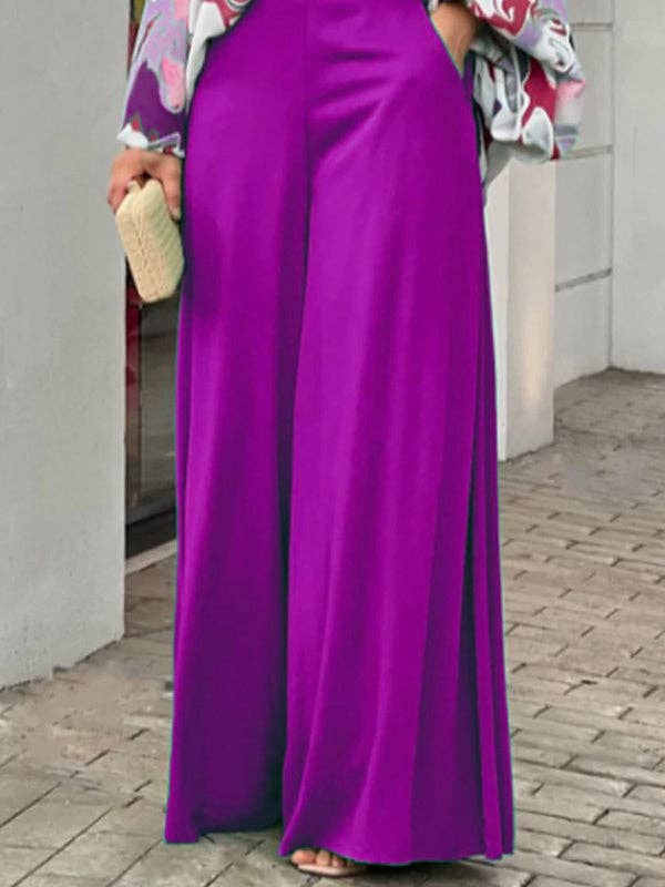 Plush Looks - Wholesale Set met top en broek (GEEN Loungewear) - Dames - Originele blouse in contrasterende kleur en stevige broek met wijde pijpen, set van 2 stuks10