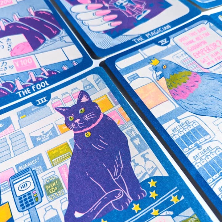 Christina Hu - Vendita all'ingrosso Set di cartoline - Set di cartoline Tarocchi Cornerstore - 8 cartoline Risograph 13x18 cm1