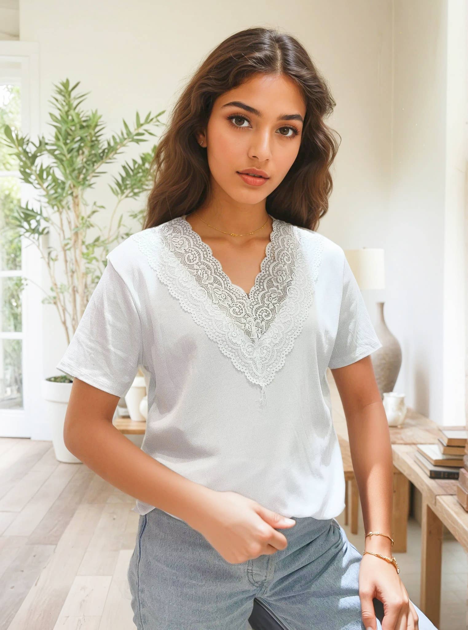 ZAFA PARIS - Wholesale Blouse - Women's - 80F01H47-T-shirt designed in extra stretch viscose6