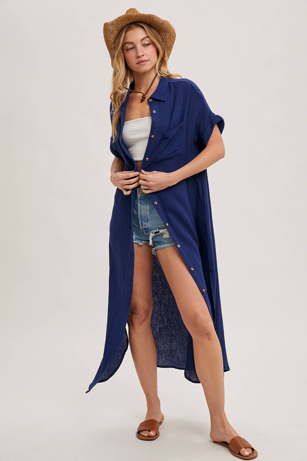 Bluivy - Wholesale Dress - Women's - BUTTON UP MAXI SHIRT DRESS WITH POCKET9