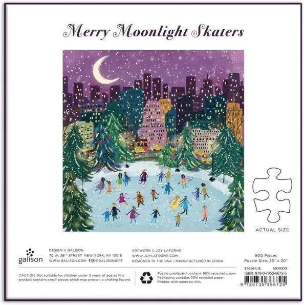Chronicle Books - Wholesale Puzzle - Adult - Merry Moonlight Skaters 500 Piece Foil Puzzle2
