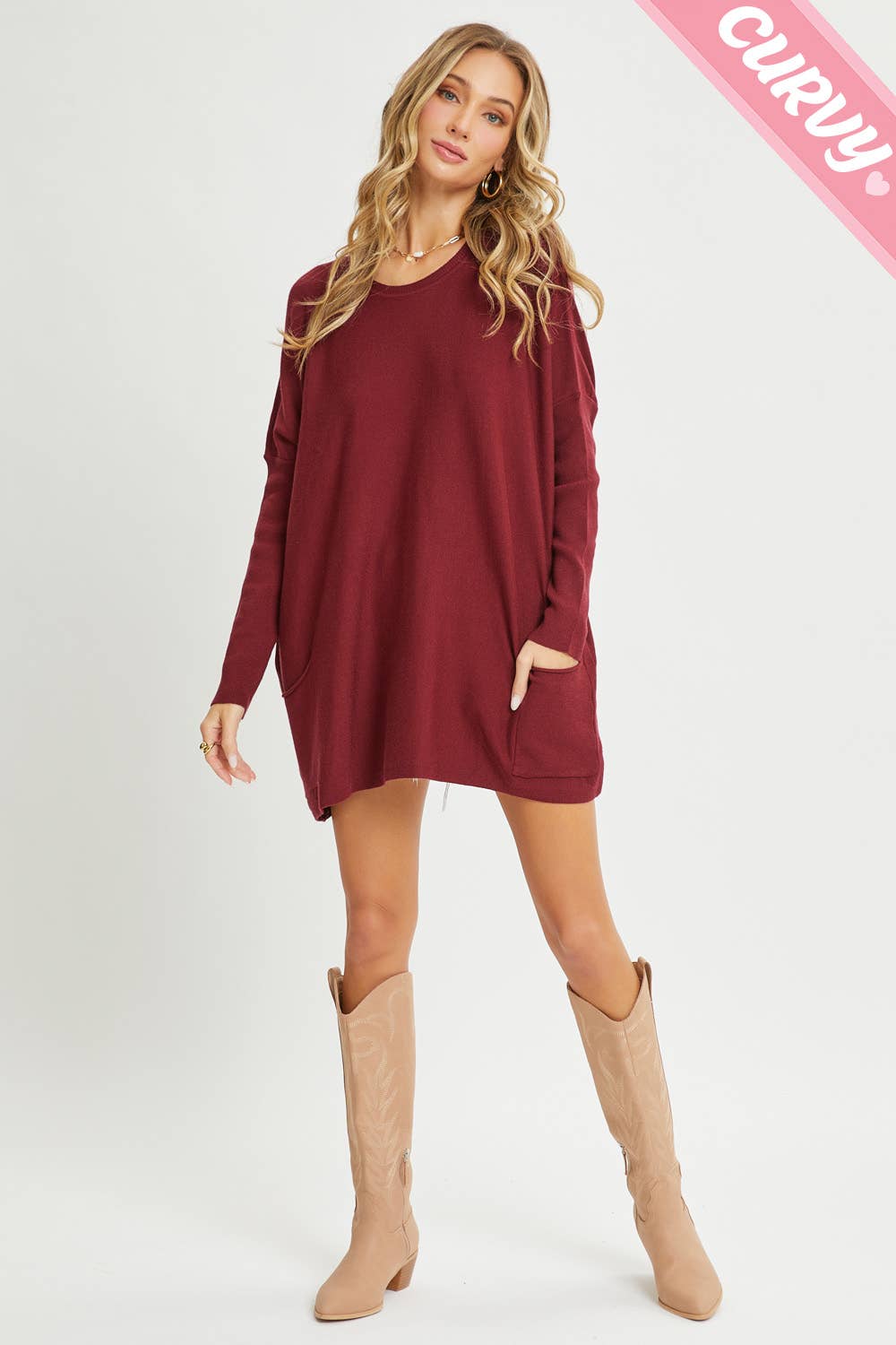 Sweet Lovely by Jen - Wholesale Tunic Sweater - Women's - FRONT POCKET OVERSIZE SWEATER PLUS SIZE15