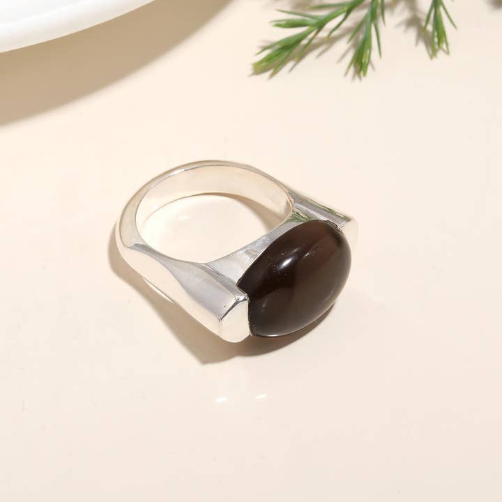 AG 925 JEWELLERY - Wholesale Cocktail/statement ring - 925 Silver Smoky Quartz Ring3