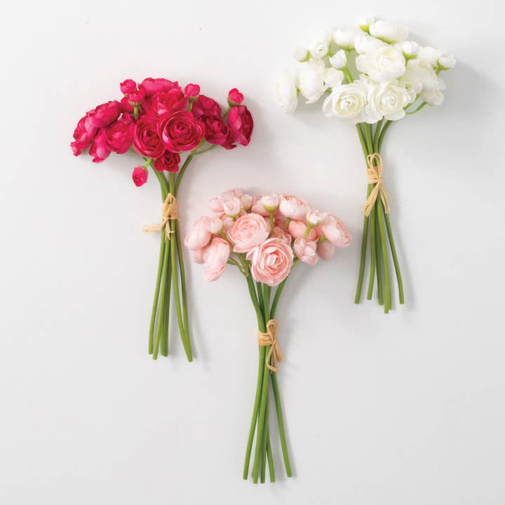 Sullivans Home Decor - Wholesale Artificial Flowers - Ranunculus Bush 3 Asst (3/Assortment)