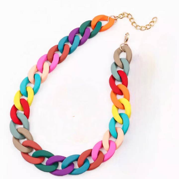 Collier à grosses chaînes multicolores uni pour la vente par One of a Kind Club