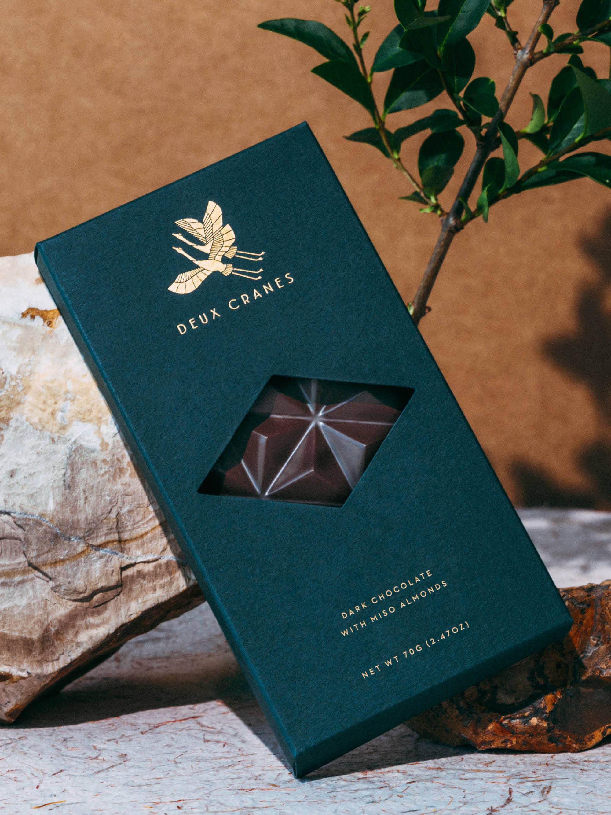 Deux Cranes - Wholesale Chocolate Bar - Dark Chocolate with Miso Almonds (Dairy Free)