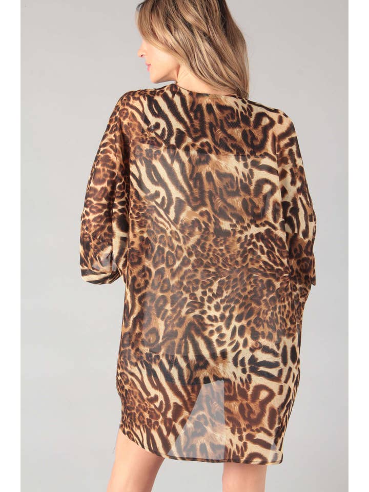 AS IS Chiffon animal print kimono (P14942) for wholesale on Faire3