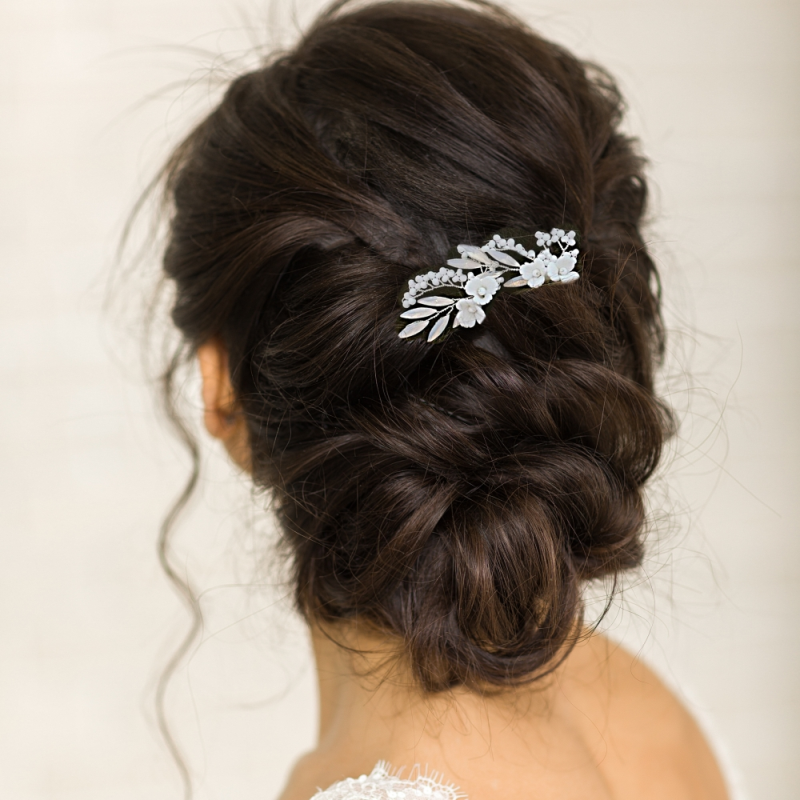 Athena Bridal Jewellery – Alfinete de cabelo por atacado – PINOS DE CABELO FLORAL CINTILANTE - PIN72 PRATA3