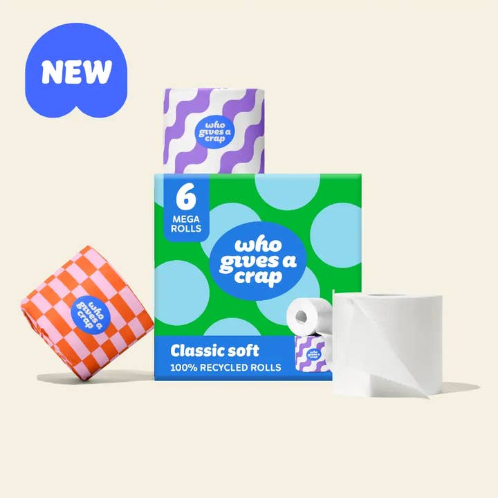 Classic Soft Toilet Tissue 6 Mega Rolls (case of 8) for wholesale by Who Gives A Crap