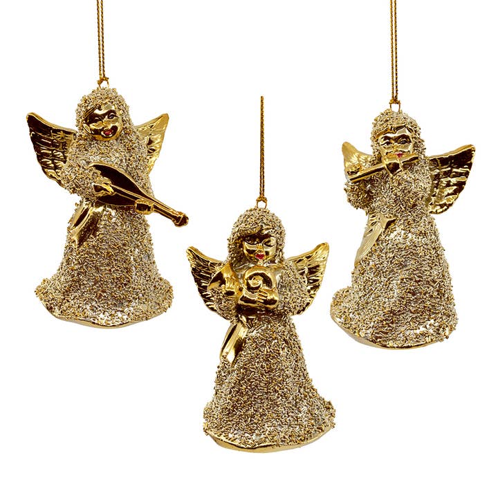 Kurt S. Adler, Inc. - Wholesale Ornament Set - 3"GOLD ANGEL W/INSTRUMENT ORNAMENT 3/A