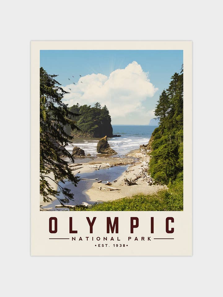 Olympic National Park - Minimalist Travel Print for wholesale by Vintaprints