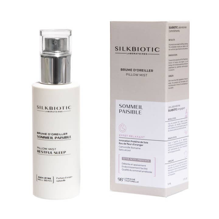 Brume d'oreiller Sommeil paisible – 50ml – SILKBIOTIC pour la vente par Laboratoires SILKBIOTIC