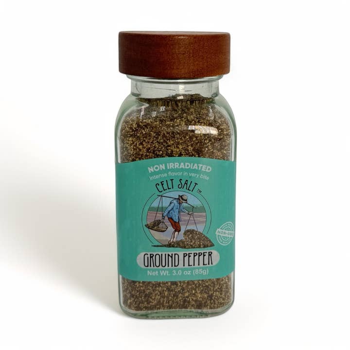 Premium Table Ground Black Pepper - 3.0 oz Glass Jar for wholesale by Celt Salt By Nature's Pantry