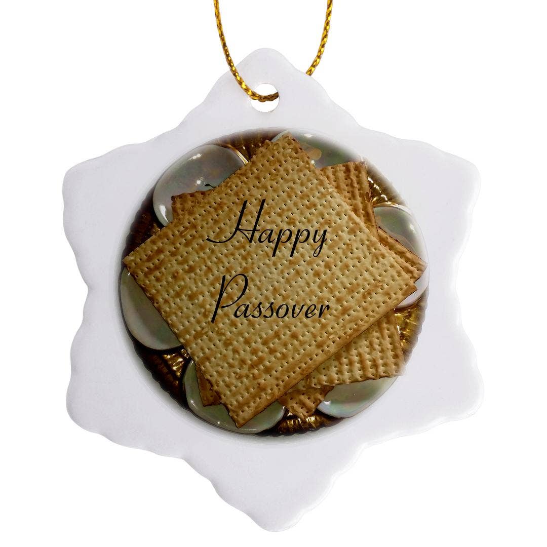 3dRose – wholesale Prydnad – 3dRose, Bild av Glad Pesach på Matzoh och Sederfat, Ornament7