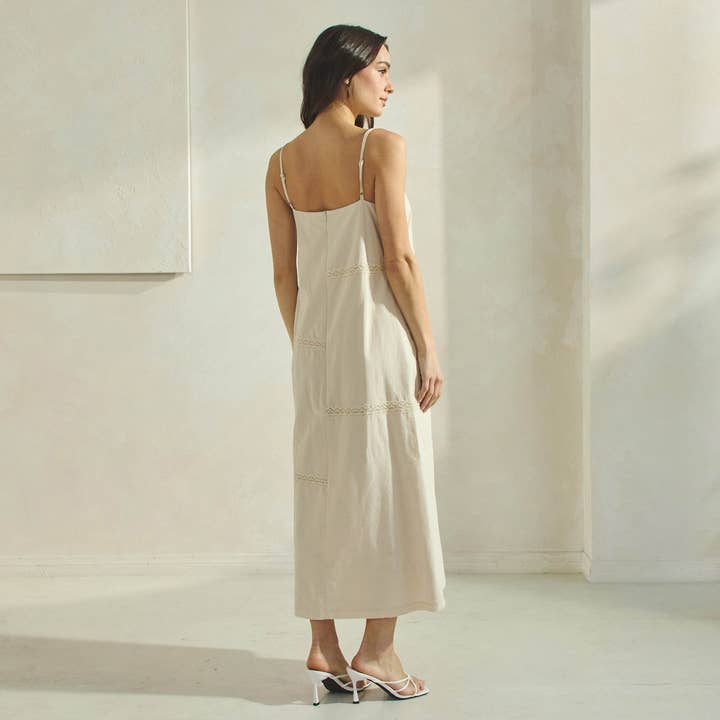 Sand Tropical Embroidered Maxi Dress for wholesale on Faire