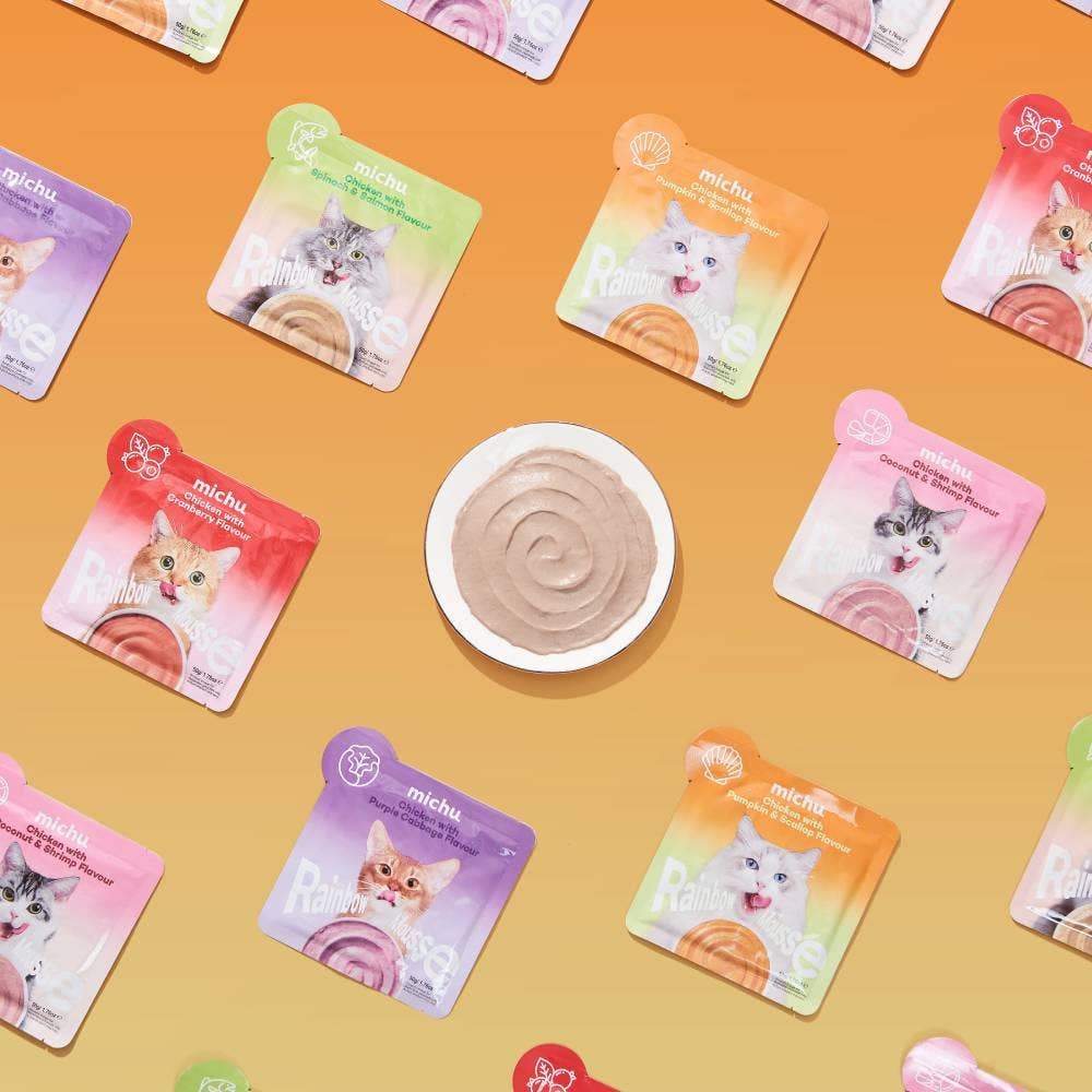 MichuPet - Vendita all'ingrosso Cibo - Gatti - Michu Rainbow Mousse con 5 gusti per gatti4
