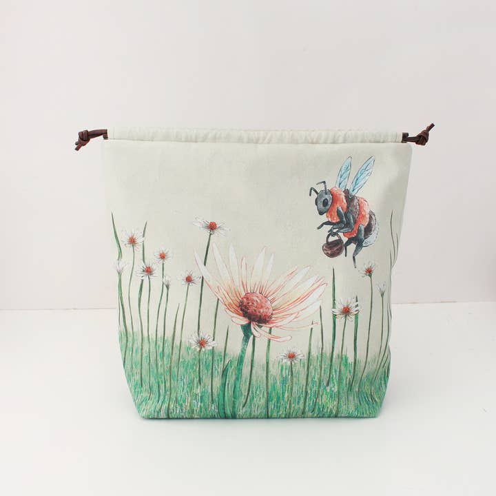 The Blue Rabbit House - Vente Sac à cordon de serrage – unisexe - Bonnie l’abeille bourdon | Sac à projet à cordon | Sac coulissant3