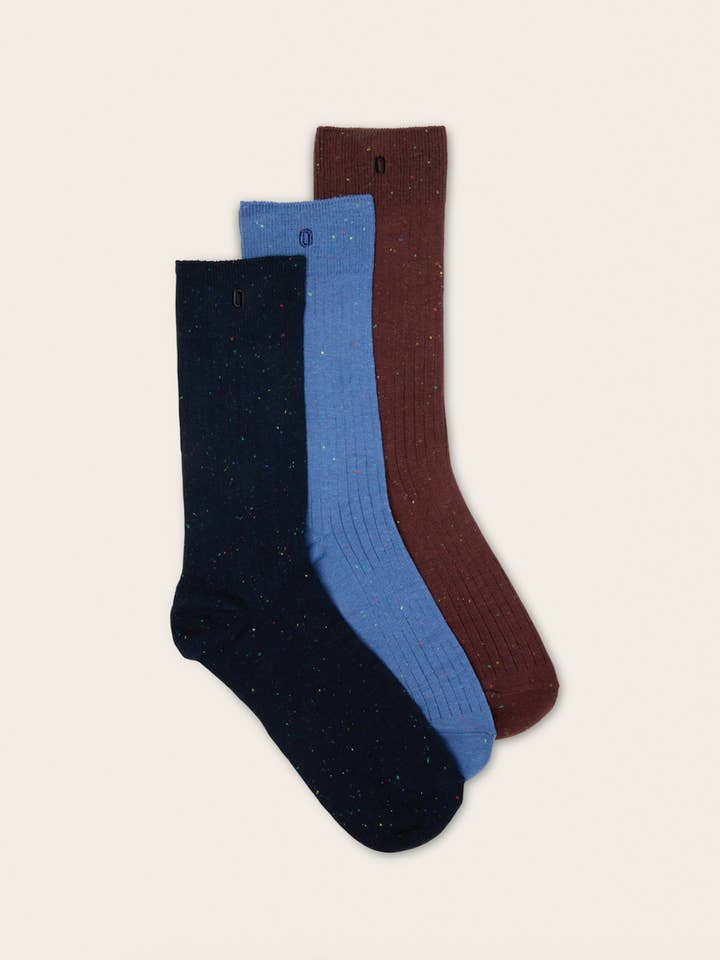 ODAJE - Wholesale Socks - Men's - 3-Pack Socks - Multicolored Speckled Burgundy Blue1
