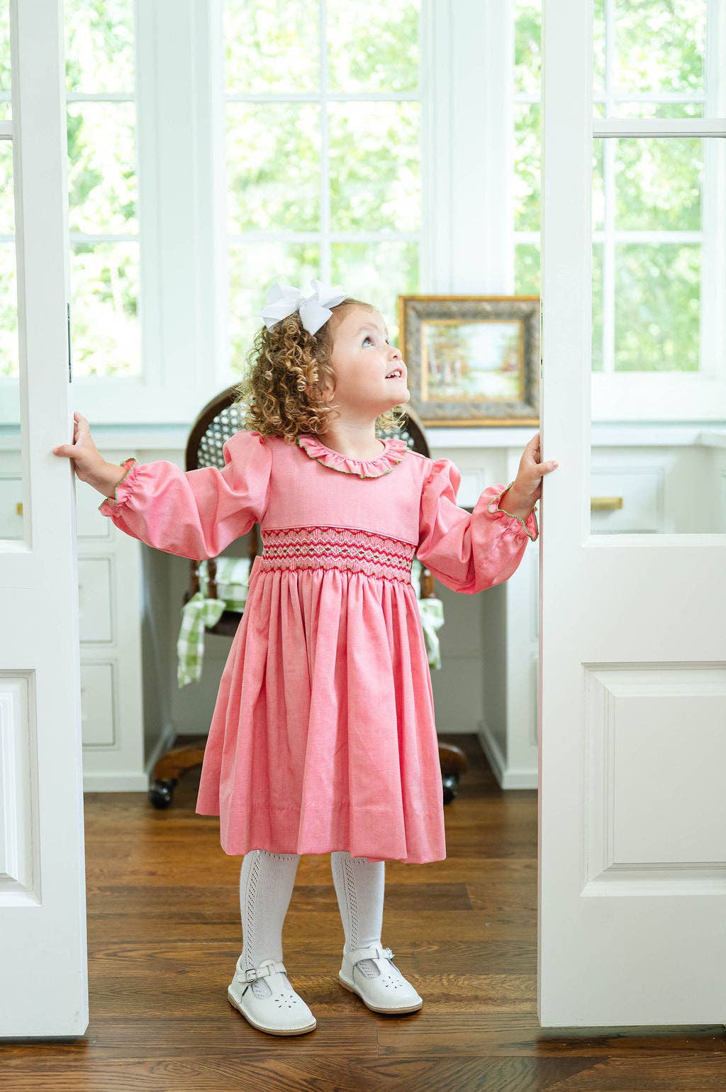 Ruth and Ralph - Wholesale Dress - Kids - Festive Red and Green Smocked Charlotte Dress6