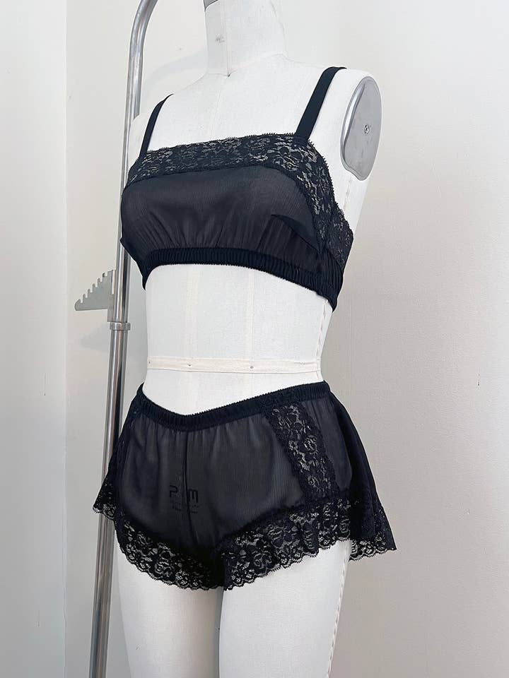Clare Bare - Wholesale Underwear - Women's - Finisterre Tap Short in Black Silk Chiffon4