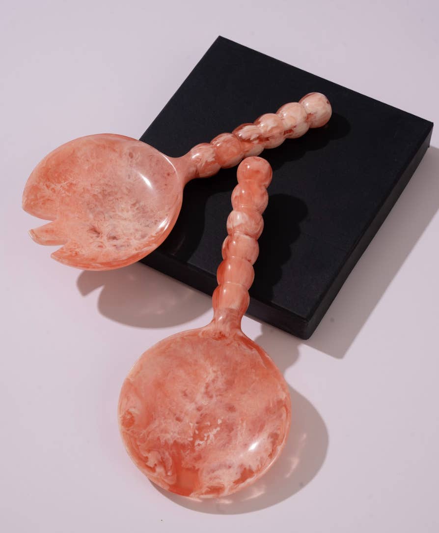 Casa Amarosa - Wholesale Serving Utensil - Resin Salad Server-Pink (Set of 2), 4.10 x 8.75 inches