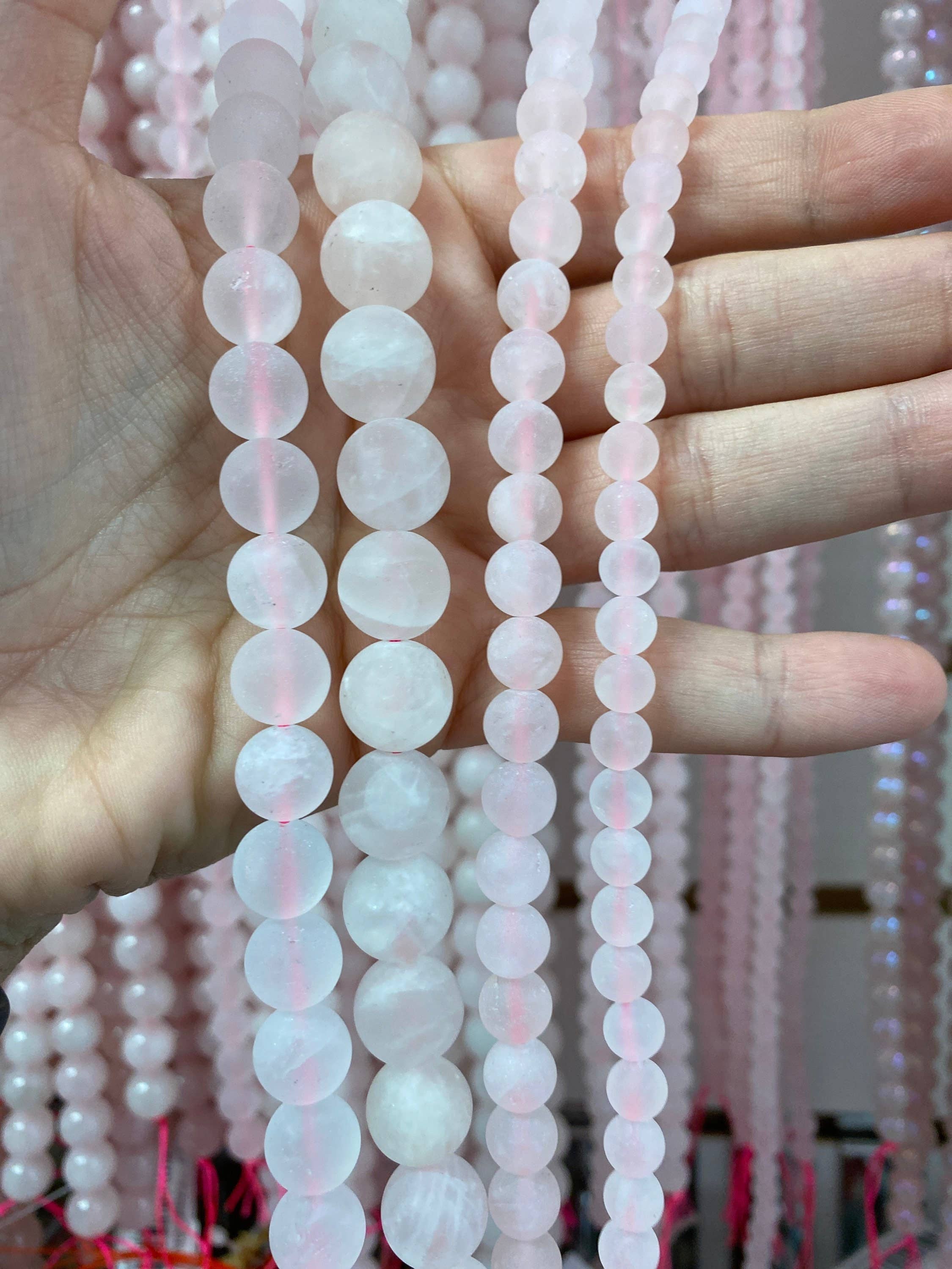 The Bead Bazaar - Vente Perle - Perles en quartz rose mat, perles en pierres précieuses naturelles, outil de guérison5