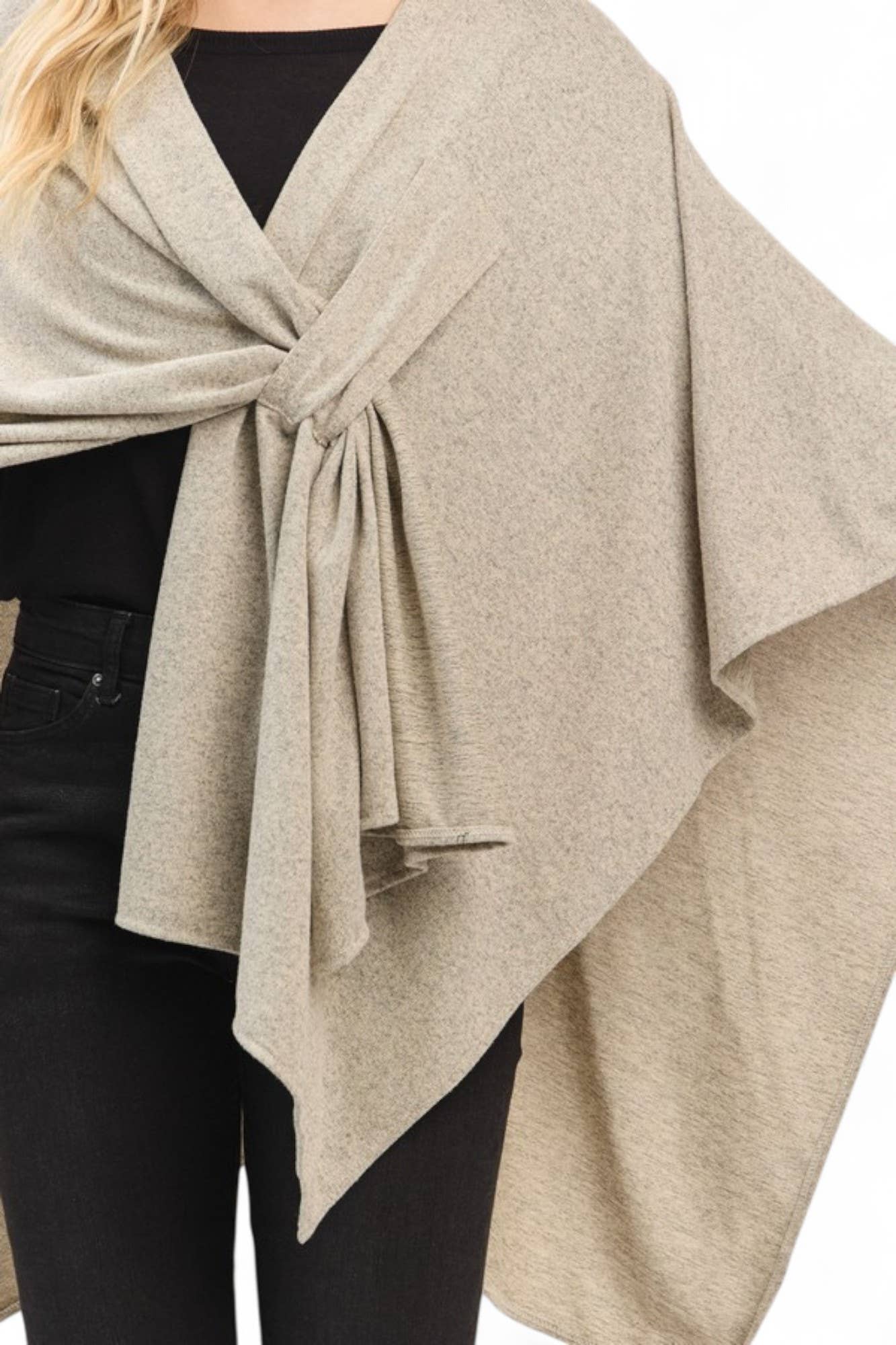 Artini Accessories - Wholesale Poncho - Women's - Solid Color Pull Through Shawl Wrap Poncho9