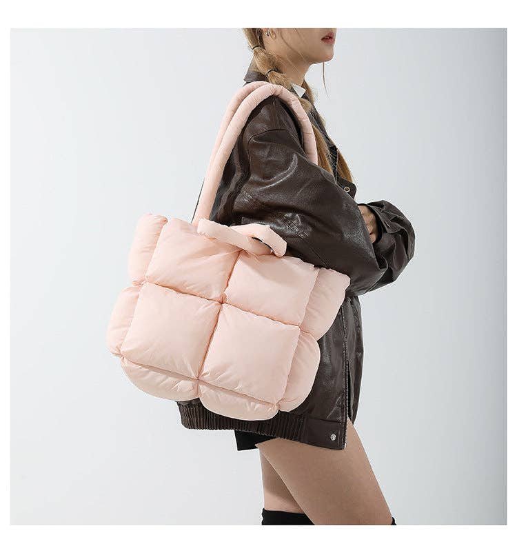Dipped Shop - Wholesale Tote Bag - Women's - Simple Puffer Tote Bag Solid Color Soft Handbag DP809124