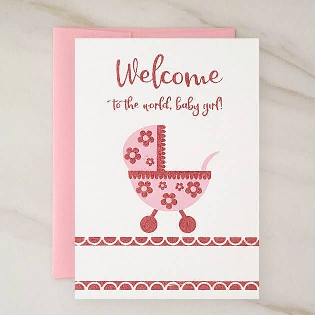 Welcome To The World - Newborn Girl Greeting Card for wholesale by Wholesalegreetingcards.co