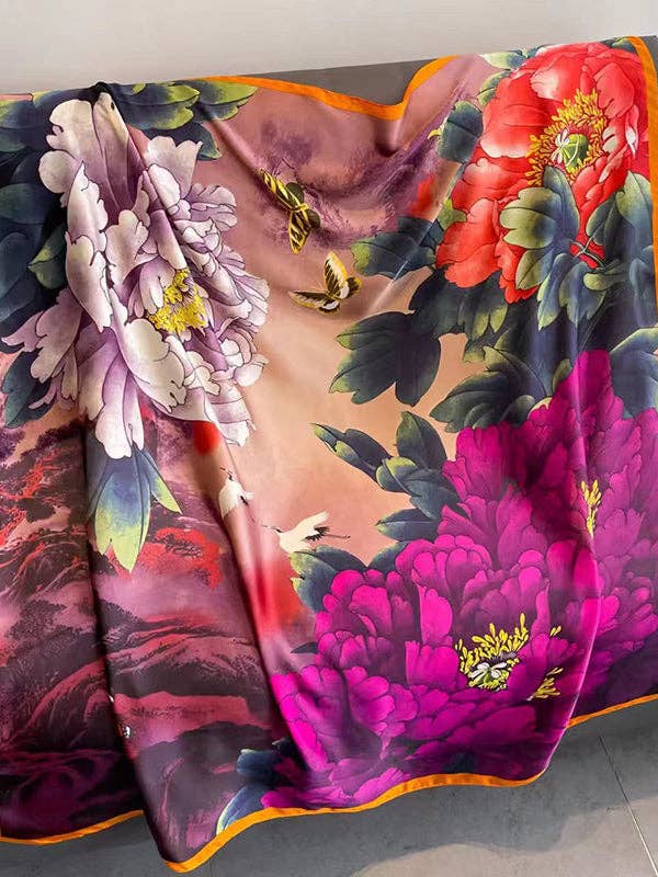 PURPLE Floral Printed Scarf Headband for wholesale on Faire1