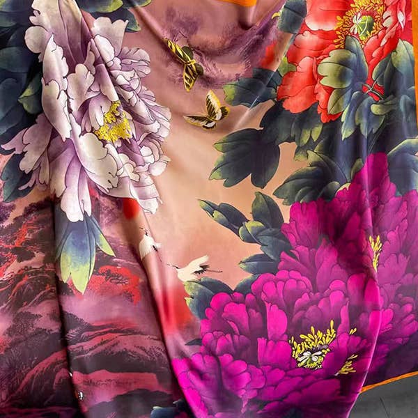 PURPLE Floral Printed Scarf Headband for wholesale on Faire1