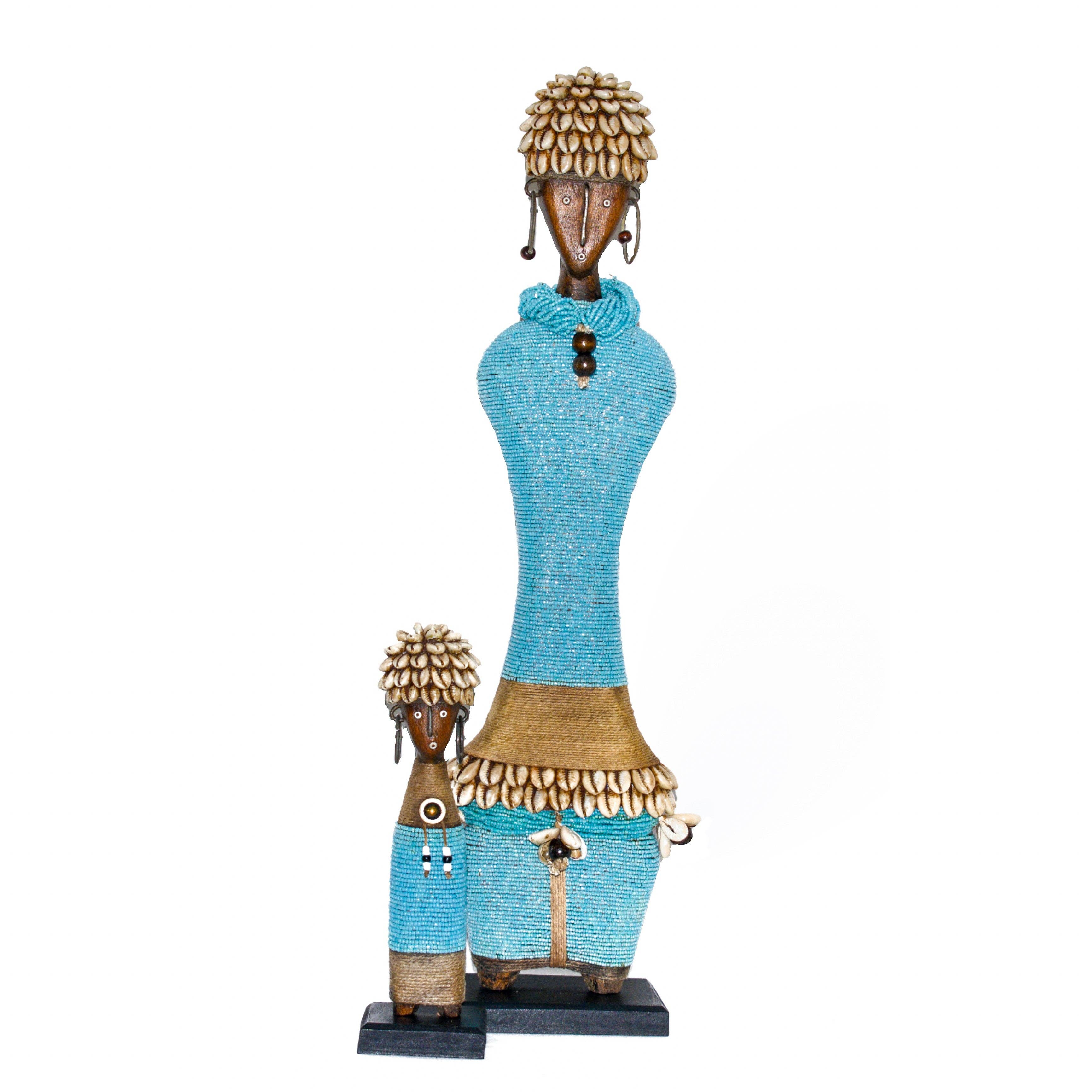 The African Home Goods – Estatueta decorativa por atacado – Boneca Namji Aqua & Gold1