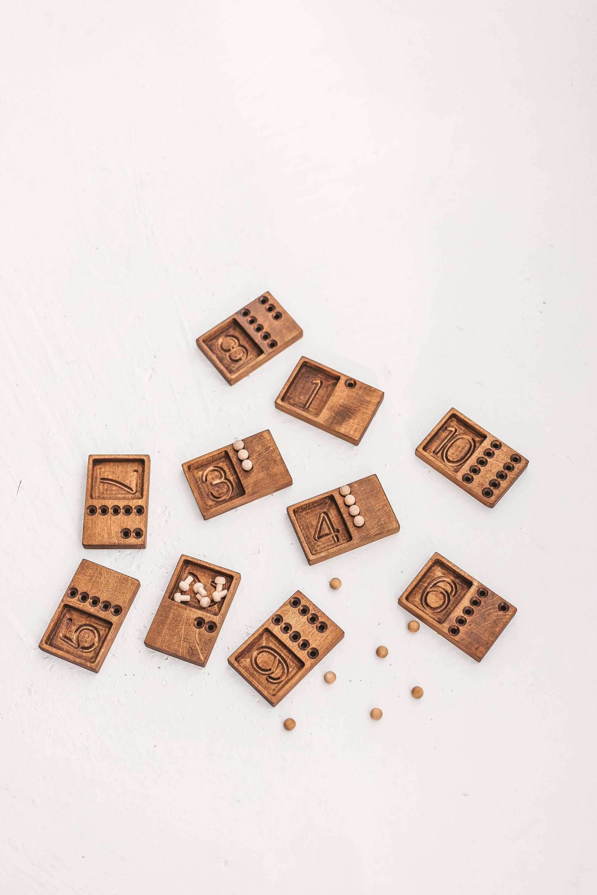 Woodinout - Wholesale Wood Toy - Kids - 10 wooden counting trays - Kids gift or Math Teachers gift0