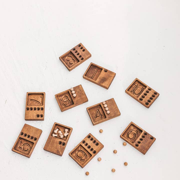 Woodinout - Wholesale Wood Toy - Kids - 10 wooden counting trays - Kids gift or Math Teachers gift