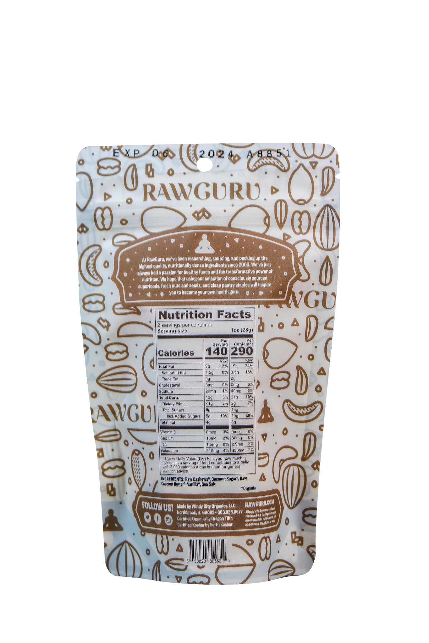 Windy City Organics - Wholesale Nuts - Organic Salted Caramel Cashews - 2oz1