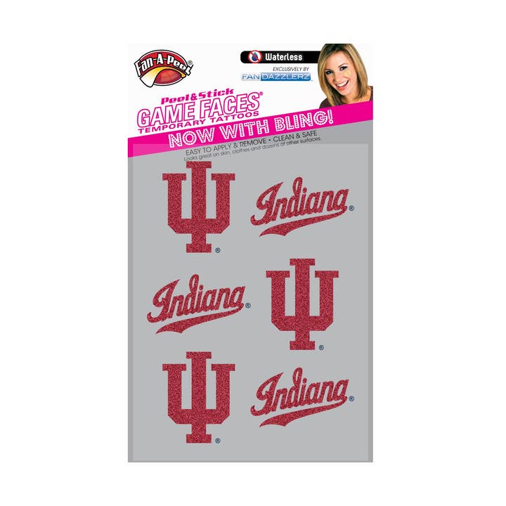 Indiana Game Faces® Glitter 6 Midlertidige Tatoveringer for engroshandel hos Fanapeel / Gamefaces