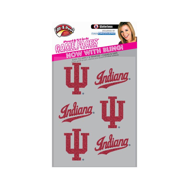 Indiana Game Faces® Glitter 6 Temporary Tattoos for wholesale by Fanapeel / Gamefaces