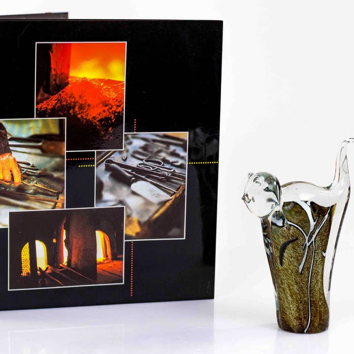 Statua regalo in vetro soffiato a mano marrone a forma di gatto per la vendita all'ingrosso da parte di Loranto