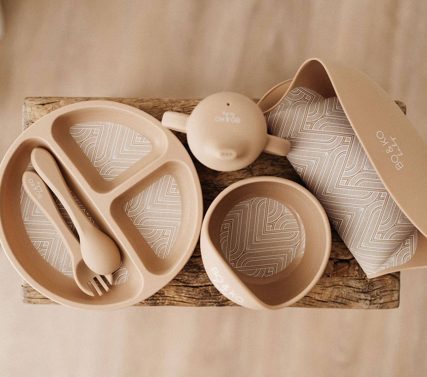 BO & KO - Wholesale Feeding set – Baby - Essentials Feeding Set | Tan
