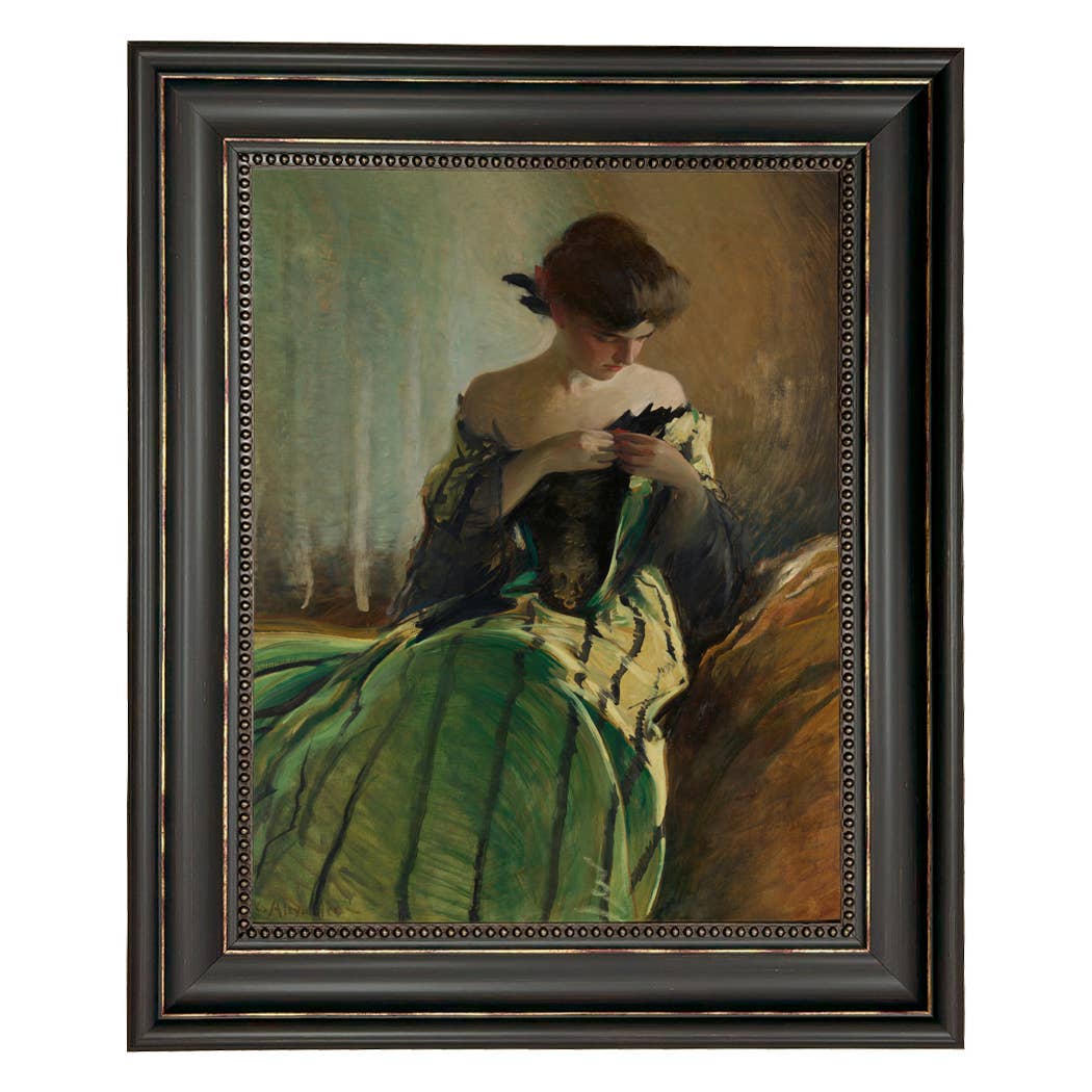 Madison Bay Co. - Historical Home Decor Reproductions - Vendita all'ingrosso Stampa artistica - Stampa su Tela Vintage di Donna in Abito Nero e Verde18