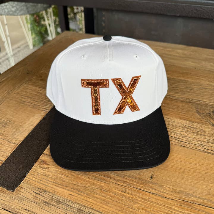 Hart & Lux - Wholesale Trucker Hat - Women's - Texas TX Burnt Orange Sequin Trucker Hat