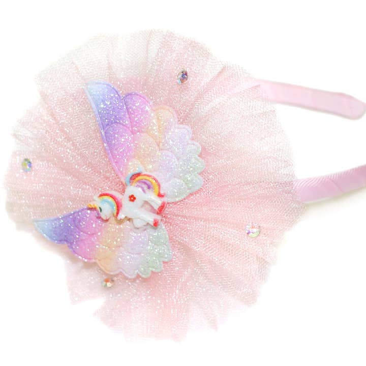 Unicorn Tulle Rosette Alice Band - GGAB360 LIGHT PINK for wholesale by Goody Gumdrops