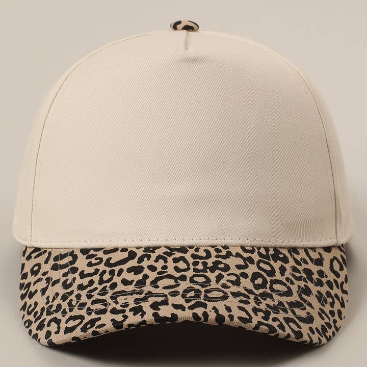 Leopard Pattern Two-Tone Canvas Trucker Hat for wholesale on Faire