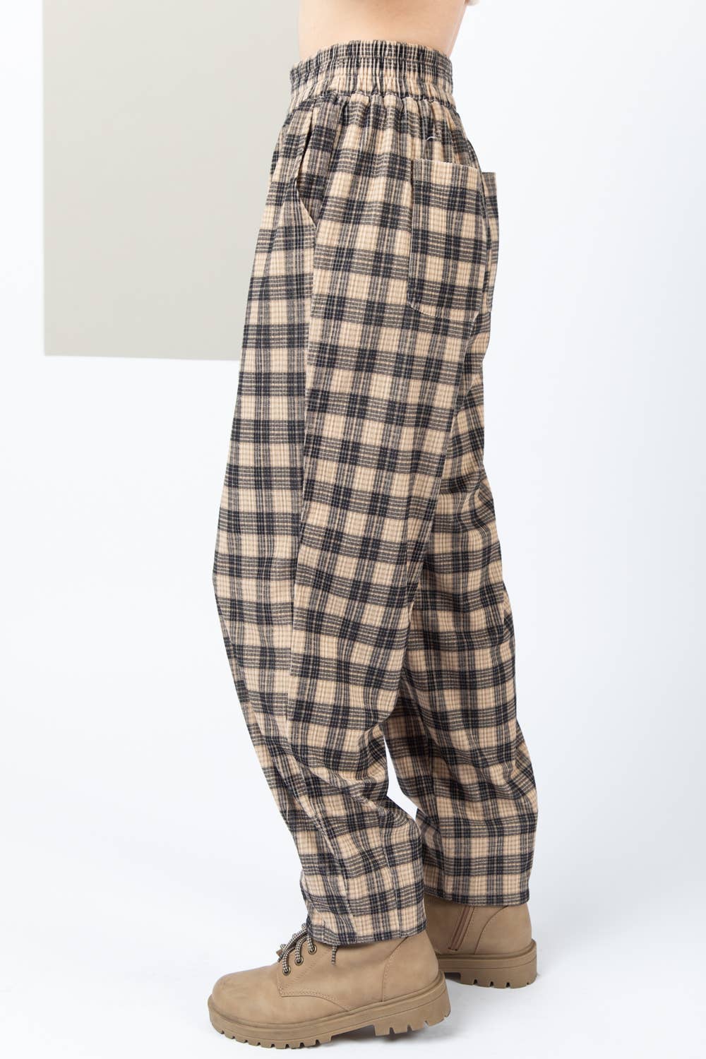 VERY J - Wholesale Pants - Women's - NP70310-Corduroy Flannel Plaid Cozy Comfy Pants11