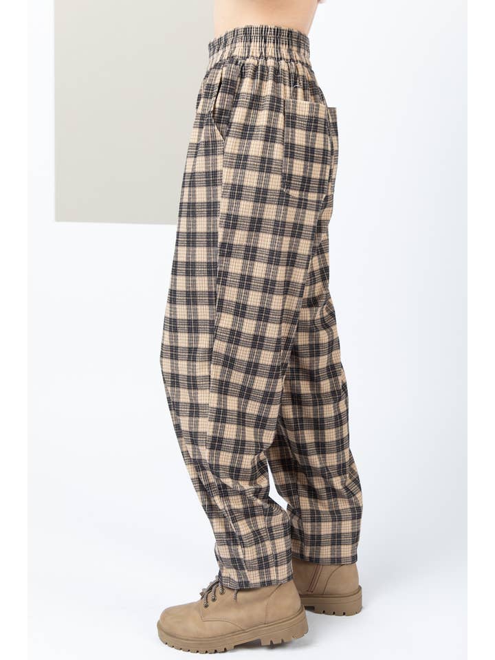 VERY J - Wholesale Pants - Women's - NP70310-Corduroy Flannel Plaid Cozy Comfy Pants11