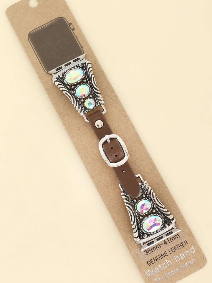 BRACELET EN CUIR WESTERN CRYSTAL CONCHO APPLE WATCH 97 pour la vente par anbfashion