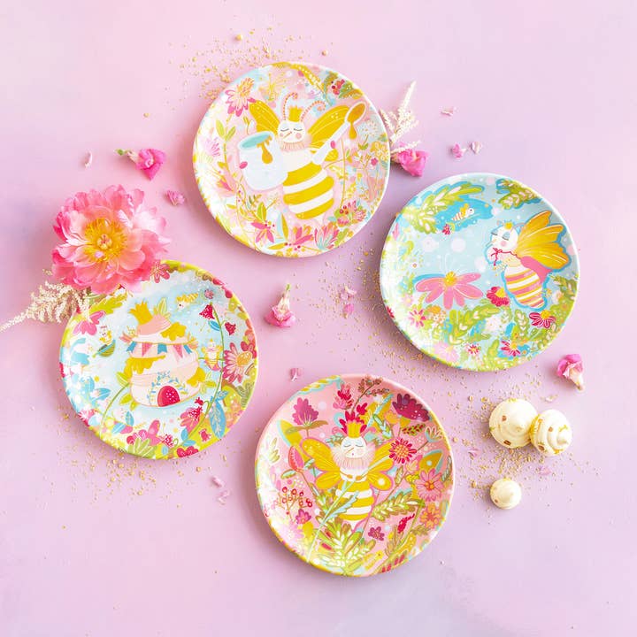 Glitterville Queen Beesy Plate, 4 Asst, Melamine, 8.75" for wholesale by Glitterville